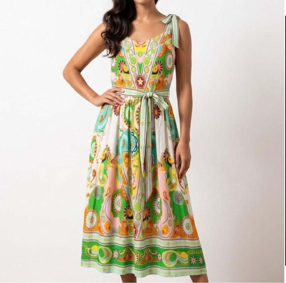 Rose + Olive Resort Two-Piece Set with Smocked Crop Top and Midi Skirt